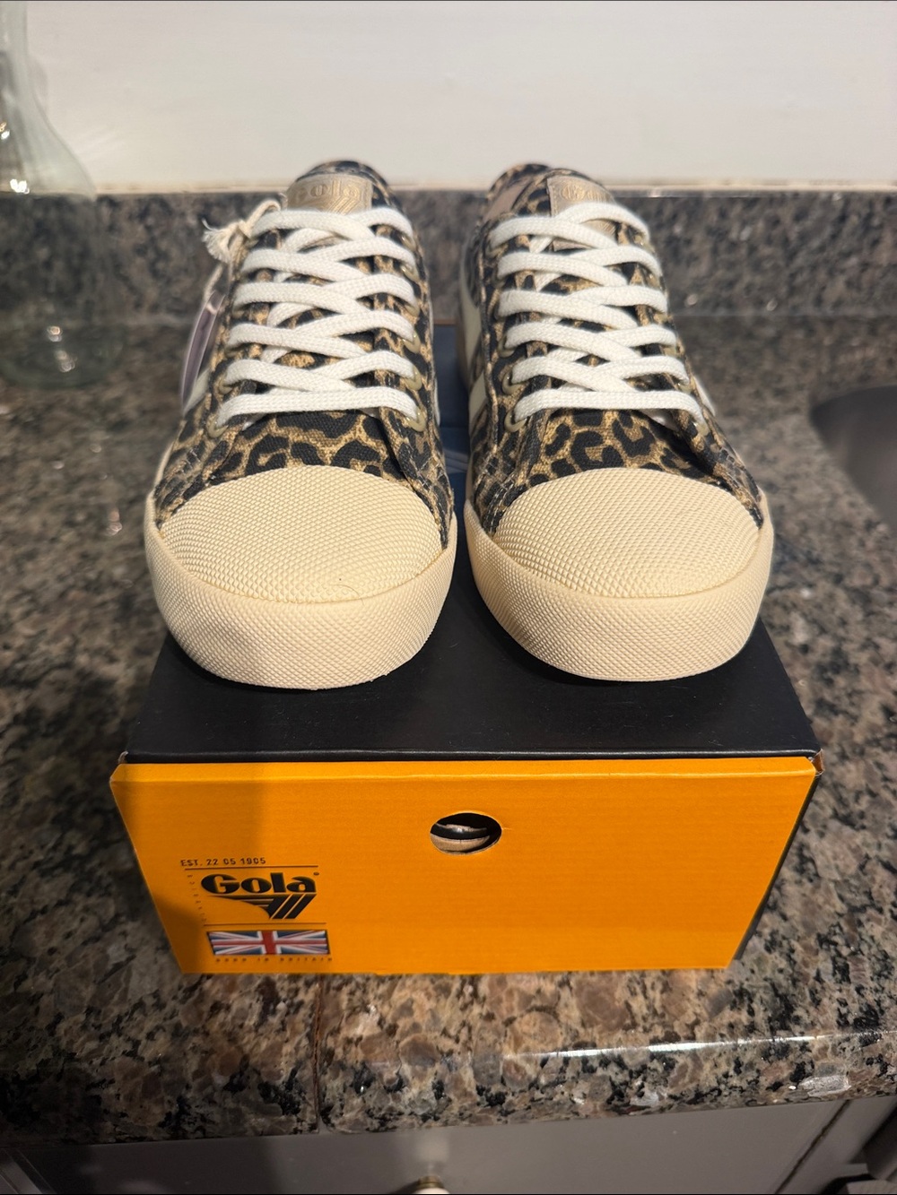 Gola Leopard Print Low-Top Sneakers in Tan/Black - Picture 2 of 10